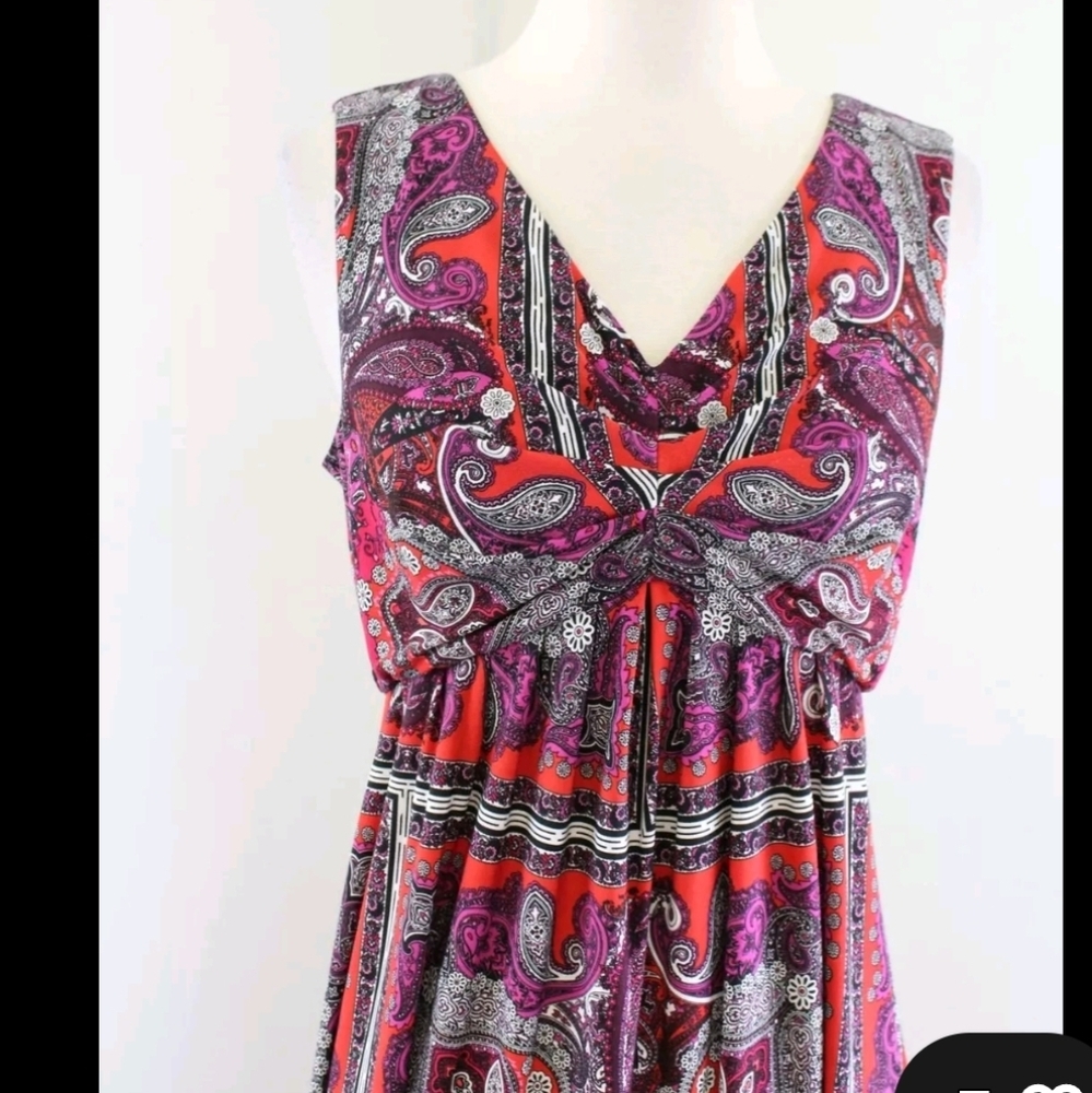 Chico's sz. Xlarge red/pink bandana maxi dress